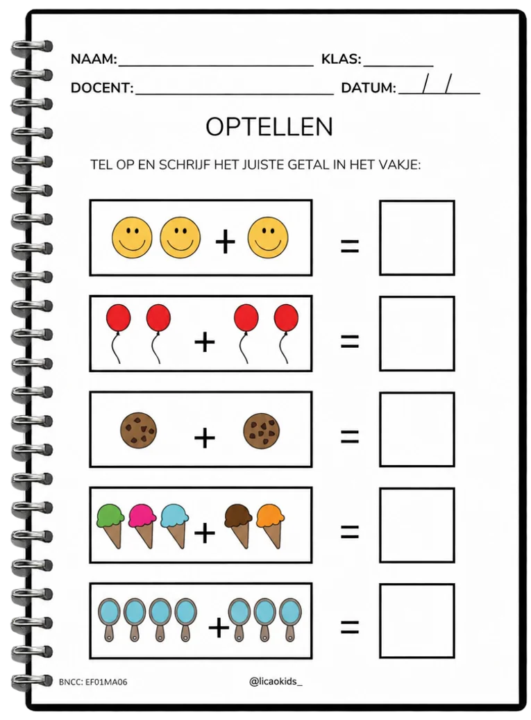Werkblad optellen met afbeeldingen
