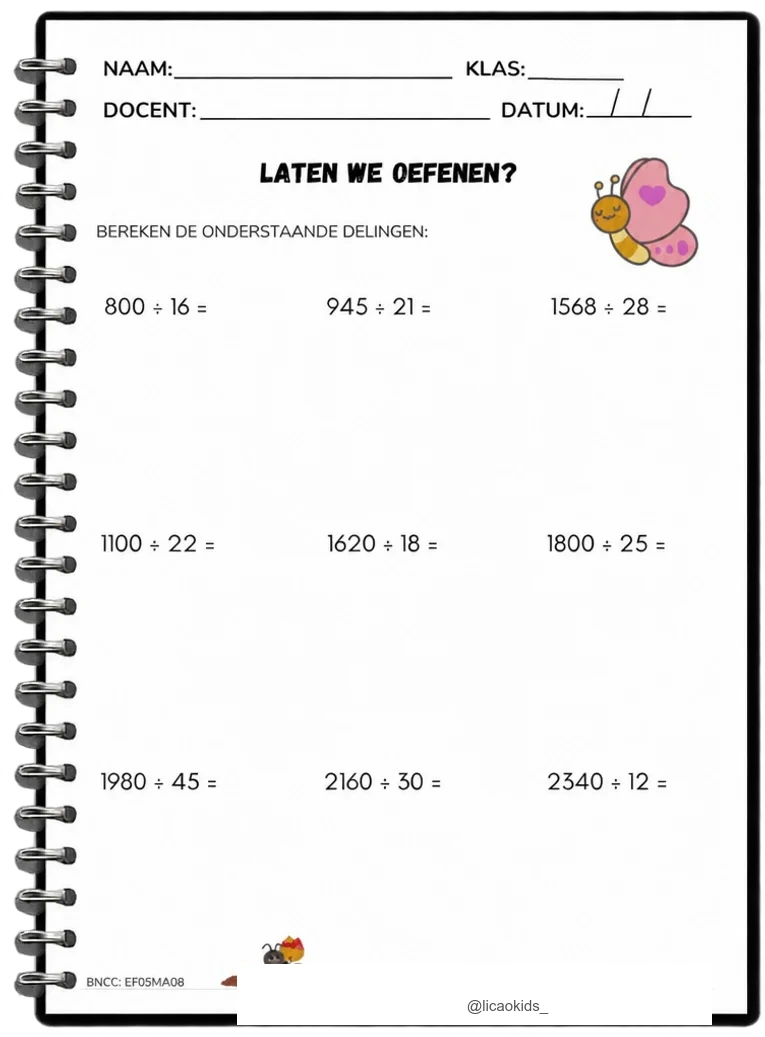 Werkblad deelsommen
