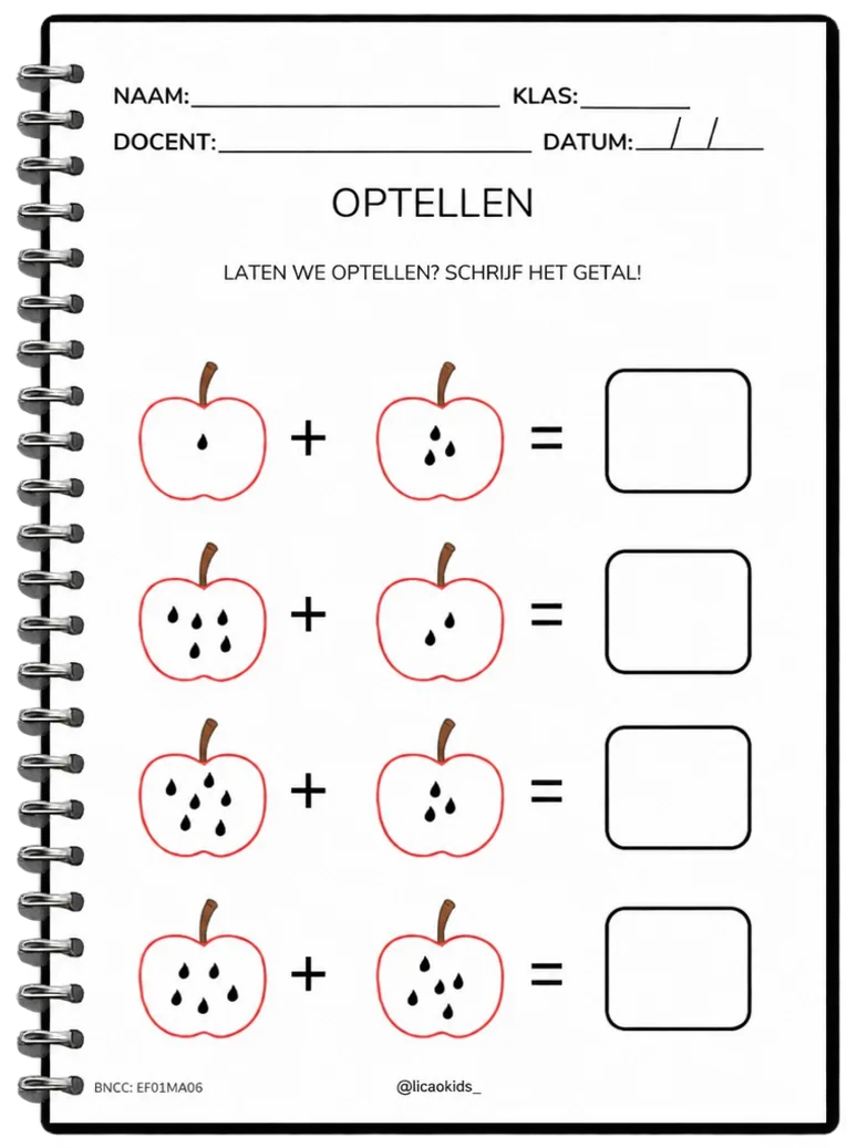 Werkblad optellen met afbeeldingen