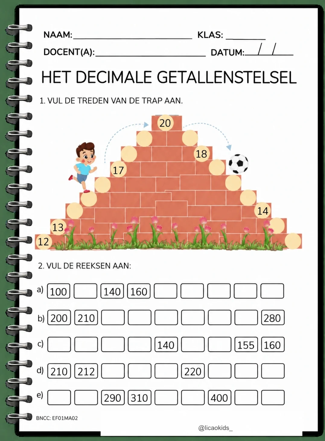 Werkblad over het decimale getallenstelsel